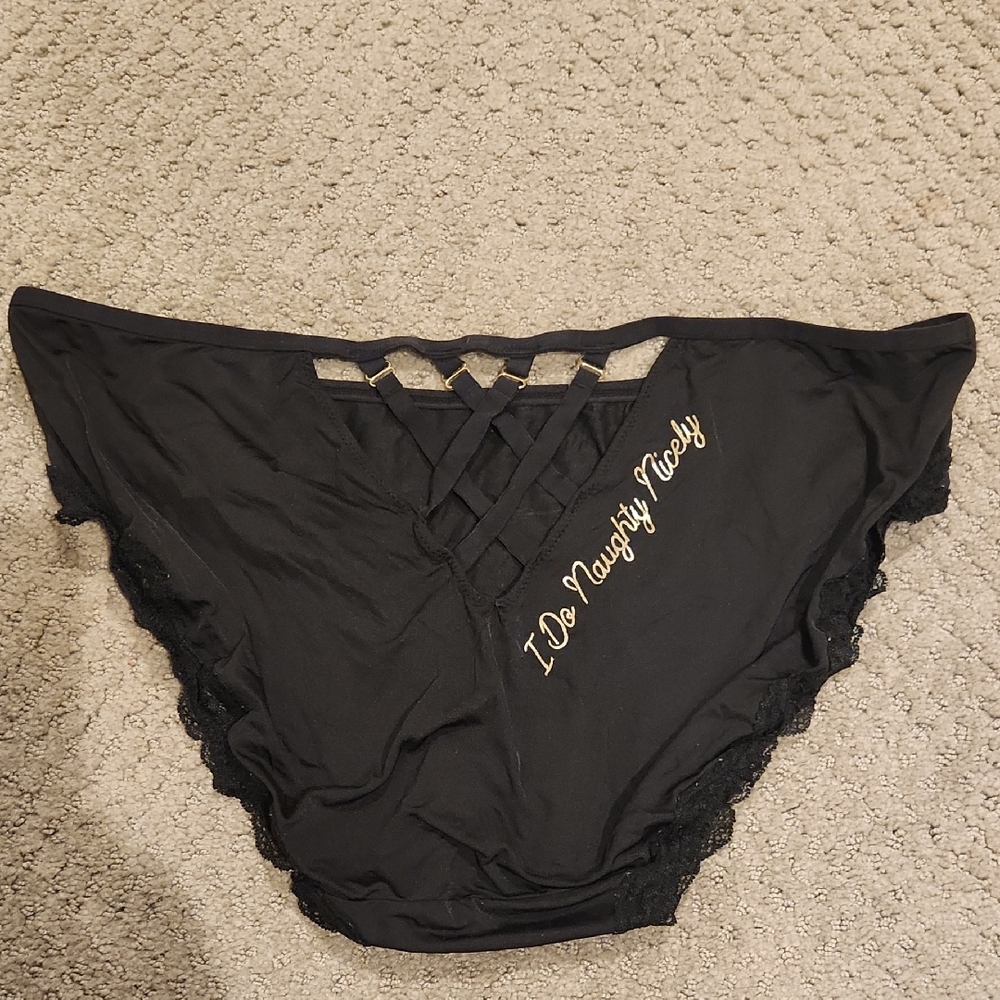 NEW Strappy-Back Cheeky Panty " I DO NAUGHTY NICELY" 14/16